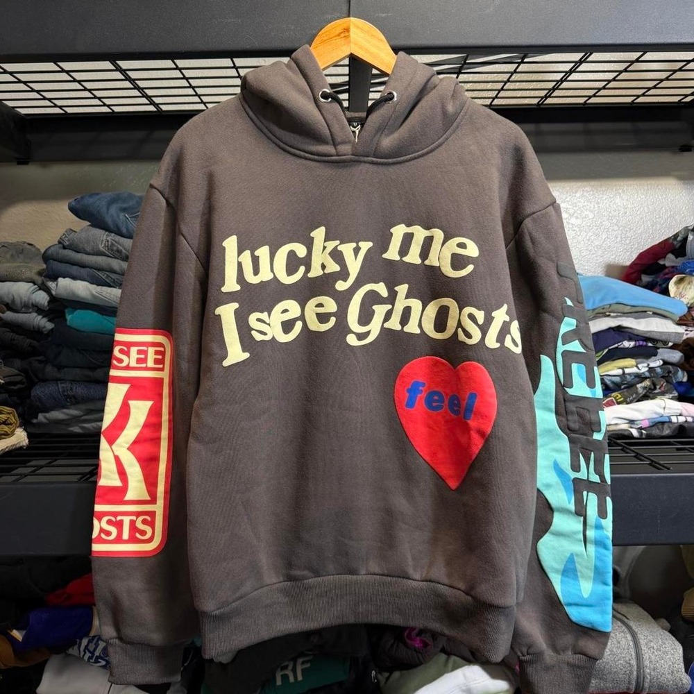 Lucky Me I See Ghosts Camp Flog Gnaw Grey hoodie Size M